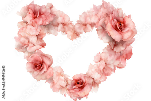 Romantic heart shaped wedding arch decorated with roses in a beautiful outdoor setting during a sunny day