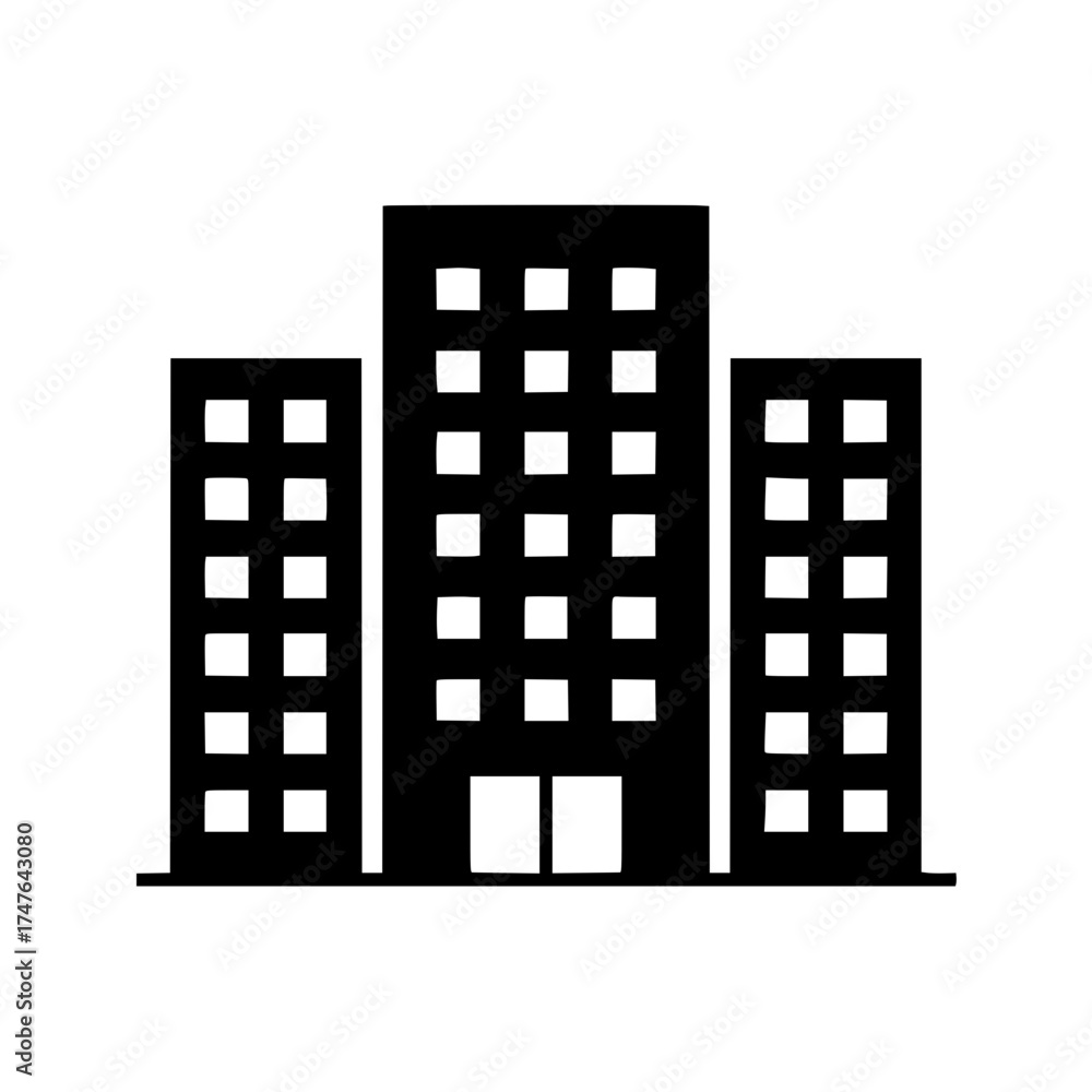 Obraz premium Silhouette of urban apartment building