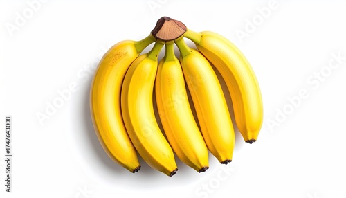  Bunch Of Ripe Yellow Bananas Arranged On White Surface With Soft Shadow Overhead Shot