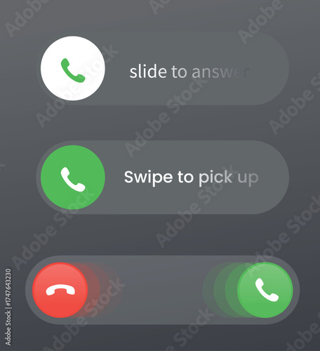 Swipe Slide Call Button Screen Answer Call Mockup vector illustratio