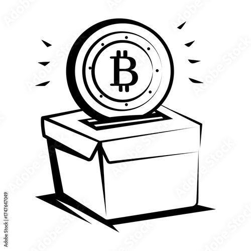 Hand drawn style icon depicting bitcoin