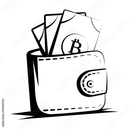 Hand drawn style icon depicting bitcoin
