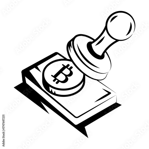 Hand drawn style icon depicting bitcoin