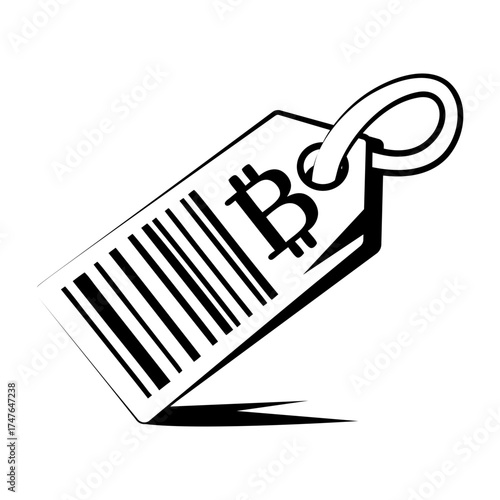 Hand drawn style icon depicting bitcoin
