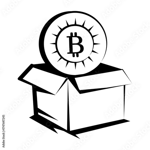 Hand drawn style icon depicting bitcoin