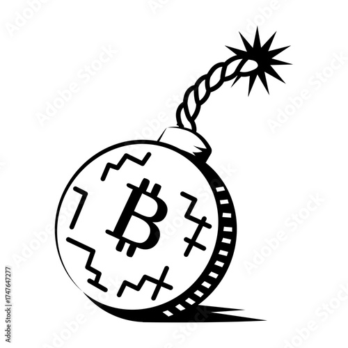 Hand drawn style icon depicting bitcoin