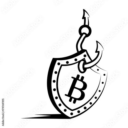 Hand drawn style icon depicting bitcoin