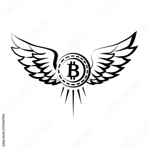 Hand drawn style icon depicting bitcoin