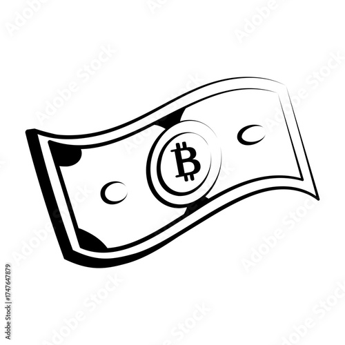 Hand drawn style icon depicting bitcoin