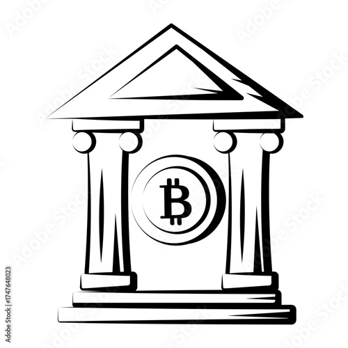 Hand drawn style icon depicting bitcoin