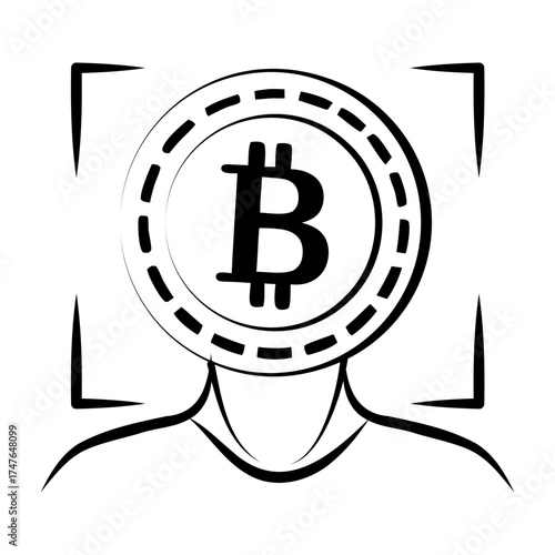  A doodle style icon showing bitcoin investor
