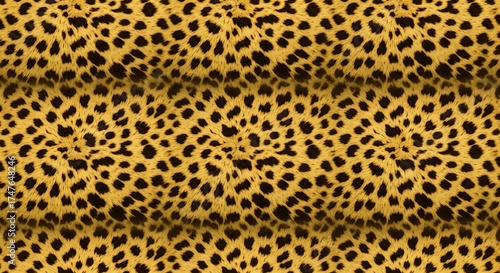 Detailed close-up view of a leopard skin pattern texture, ideal for backgrounds, wallpapers, and design projects. This versatile animal print adds a bold touch to various creative endeavors