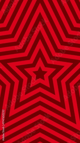 Abstract red star transition zoom in portrait background video