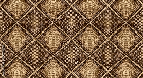 Abstract, geometric diamond pattern design, featuring repeating square motifs with intricate textures and a warm, earthy color palette, suitable for backgrounds or surface designs