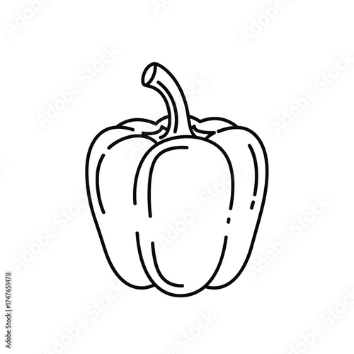 Line drawing of a bell pepper with no internal details or shading.
