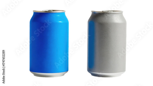 Wallpaper Mural Blue and gray soda can showing metallic beverage container with refreshing carbonated drink concept isolated on white background Torontodigital.ca