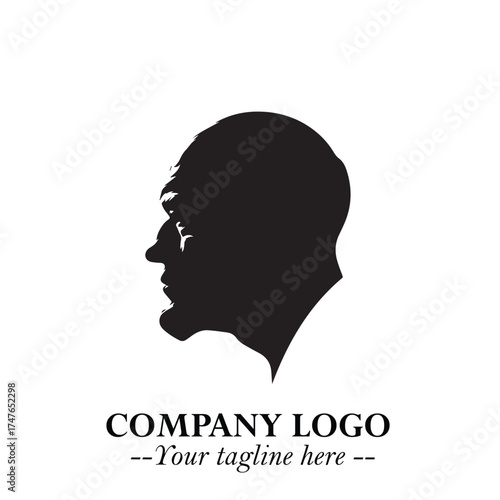 Old Man Logo Silhouette in Black on White Background in Classic Minimalist Vector Design for Branding