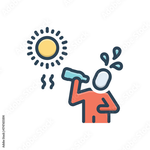 Color illustration icon for heat