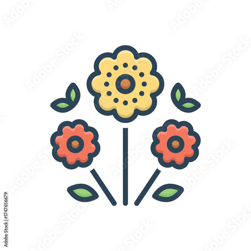 Color illustration icon for spring