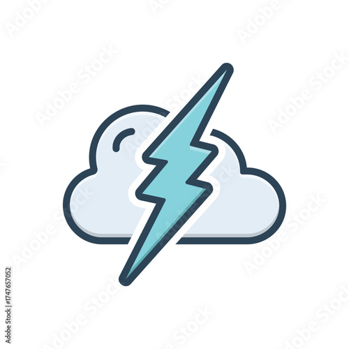 Color illustration icon for thunderstorm