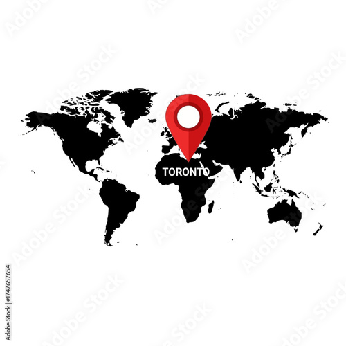 Toronto marked on world map showcases global city spotlight and international reach