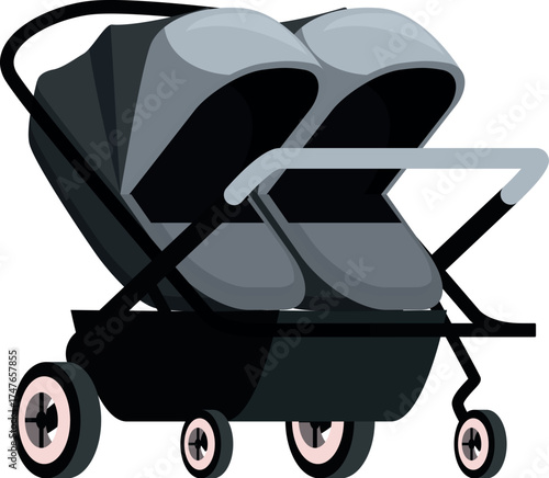 Modern double baby stroller ensuring a smooth and safe ride for twins or siblings, perfect for family outings