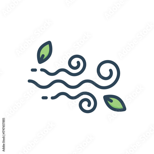 Color illustration icon for wind