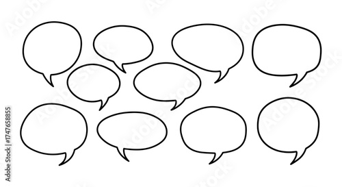 Various shaped dialogue bubbles arranged creatively on white background for message concept