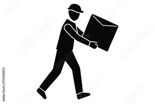 courier doing work on white background