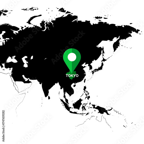 Geospatial visualization: Pinpointing tokyo within a black and white world map context