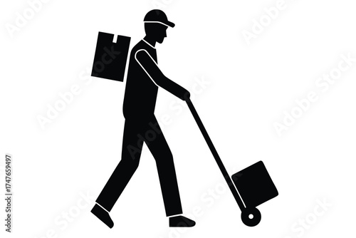 delivery man doing work on white background