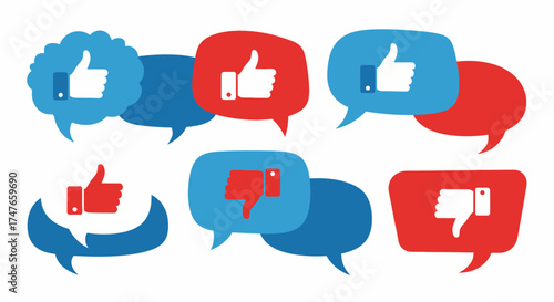 Visual depiction of social media feedback dynamics through thumbs up and down icons