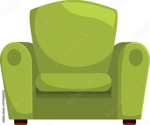 Comfortable green armchair providing relaxing experience in cozy living room
