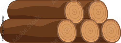 Stacked wood logs presenting prominent growth rings, ideal for projects related to forestry, logging, and woodworking