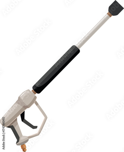Pressure washer spray gun nozzle cleaning tool isolated on white background, ideal for washing cars and houses