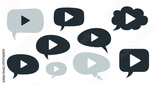 Diverse video media concept within speech bubbles, promoting online content and digital