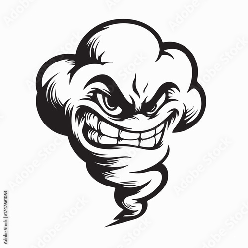 Twister Cloud Character with Mad Expression Vector Image On white background
