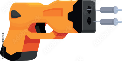 Orange taser emitting electricity, ensuring personal safety with its stunning capabilities