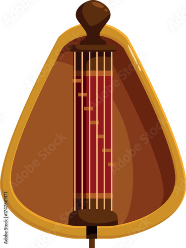 Psaltery with wooden sound board and tuning pegs, isolated on white background