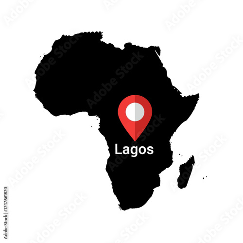 Lagos spotlight: a minimalist visualization of Africa with focus on Nigeria's vibrant megacity