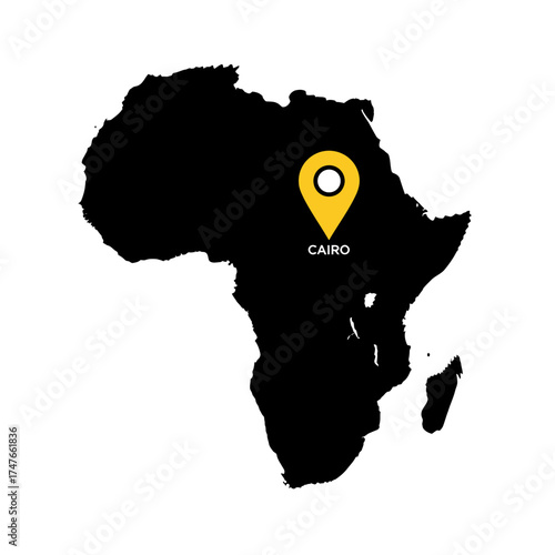 Geographic representation of Africa showcasing Cairo as a central location spotlight