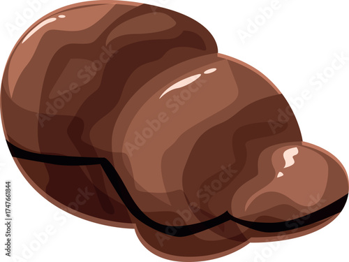 Freshly baked chocolate croissant tempting with its rich aroma and inviting glaze