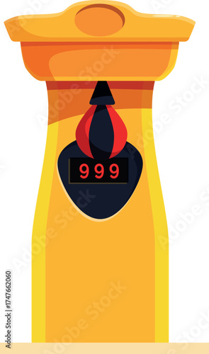 High striker attraction showing almost maximum score of 999 points, isolated on white background
