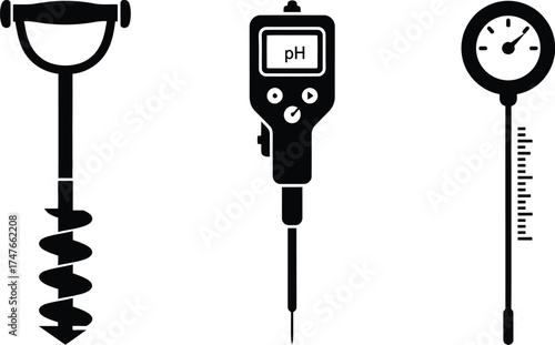Set of soil testing equipment for agriculture and environmental science