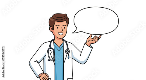Animated medical professional with a blank speech bubble for personalized health messages