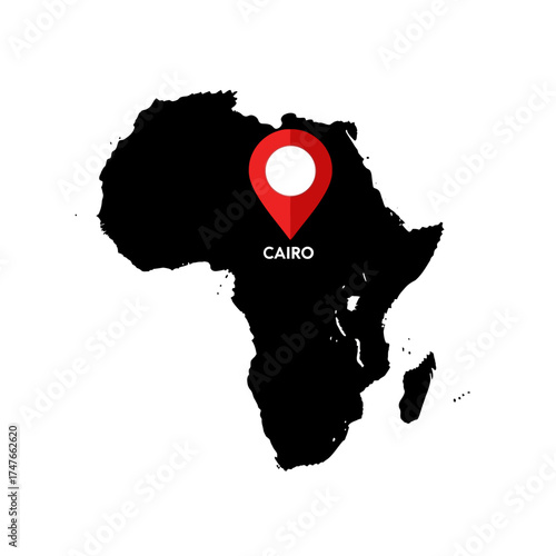 A Map of Africa with Cairo as Its Focal Point Emphasizing Geographical Significance
