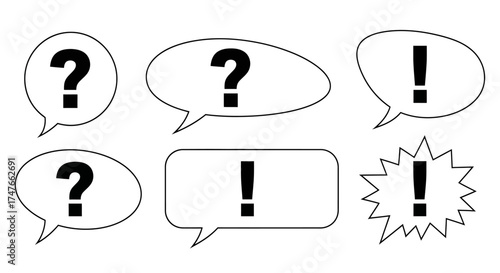 Illustration of speech bubbles with question marks and exclamation points for emphasis