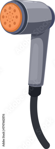 Gray shower head with orange filter providing a relaxing water stream for bathroom hygiene