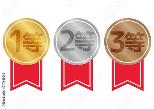金銀銅のメダルと「1等・2等・3等」