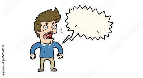 Angry cartoon man shouting with a speech bubble expressing frustration or annoyance